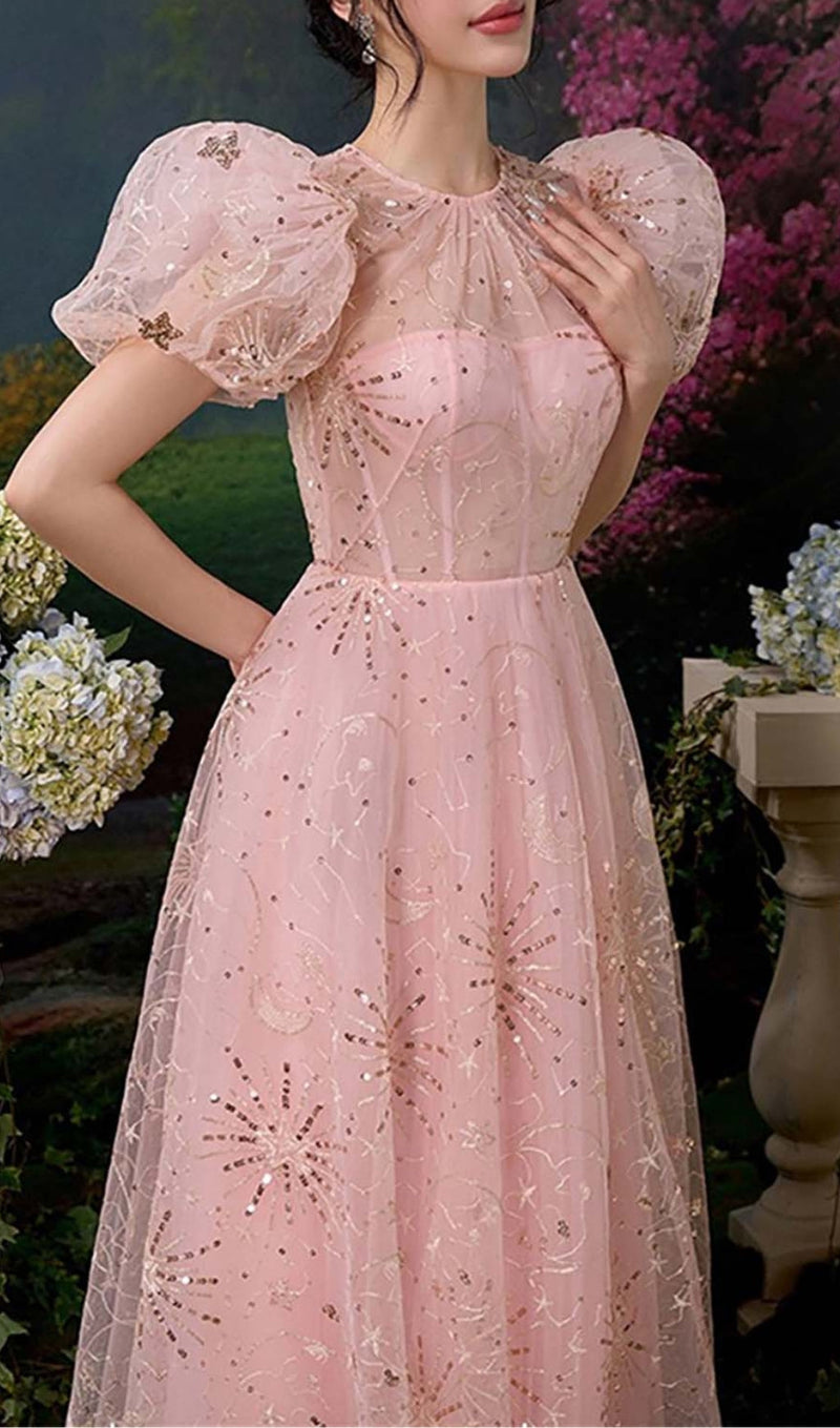 Princess Cap Sleeves A-line Long Pink Wedding Dress with Lace – FancyVestido